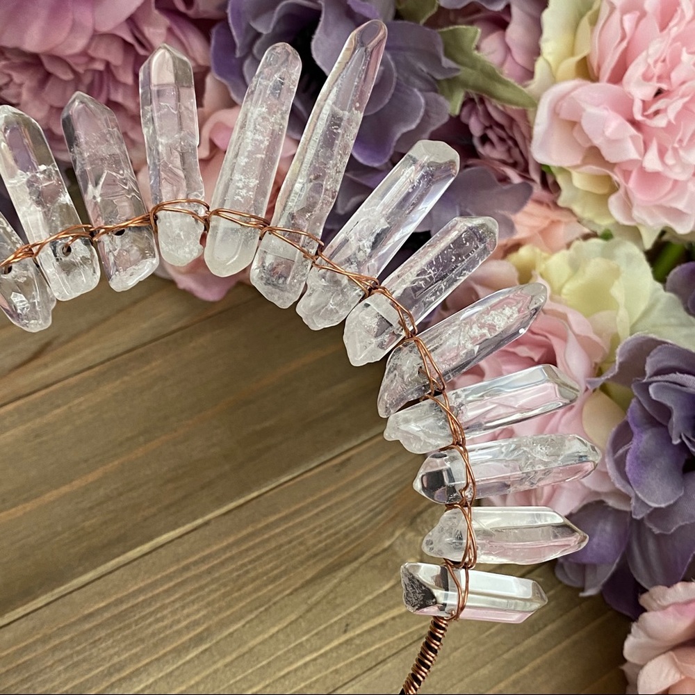 Clear Raw Healing Quartz Headband Tiara - Picture 9 of 16